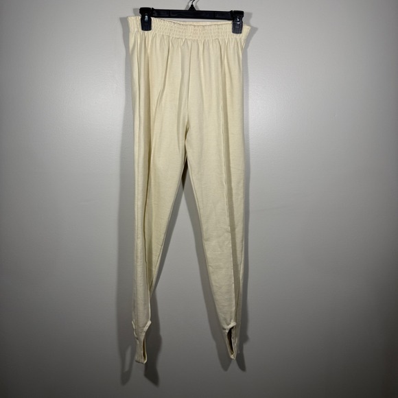NWT! Vintage Pronto Moda Stirrup Leggings Small S Cream Beige Pants - Picture 1 of 7